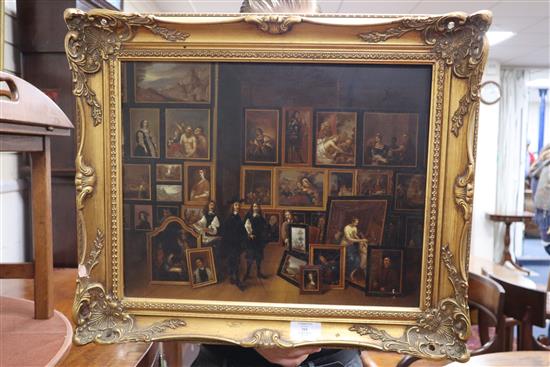 After the 1653 painting by David Teniers the Younger, (1610-1690), oil on panel, Archduke Leopold Wilhelm in his picture gallery, c18